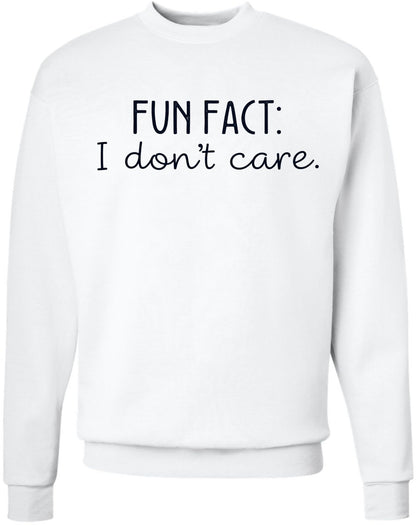 Fun Fact I Don’t Care Printed Hoodie Sarcastic Humor Quote Polycotton Pullover Hooded Sweatshirt