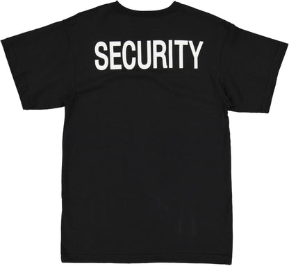 Black SECURITY T-Shirt - Double Sided Official Bouncer Party Event Raid Short Sleeve T-Shirt Security Guard Officer Tee