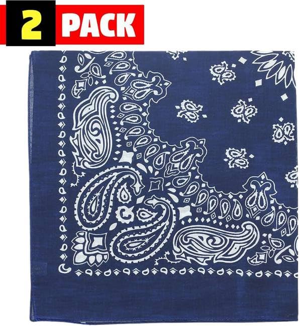 Trainmen Paisley Bandana Head Scarf Do-rag 100% Cotton Bandanna Cover 22" x 22", 2 Pack