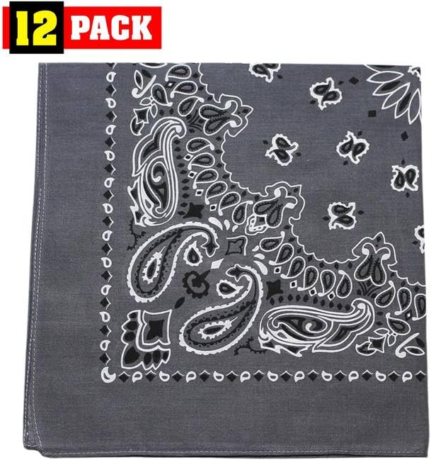 Trainmen Paisley Bandanas Scarf Do-rag Cotton Biker Head Rags Classic Bandanna 22" x 22" (12 Pack)
