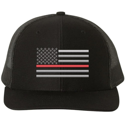 Thin Red Line USA Flag Snapback Trucker Hat Adjustable Mesh Back Baseball Cap