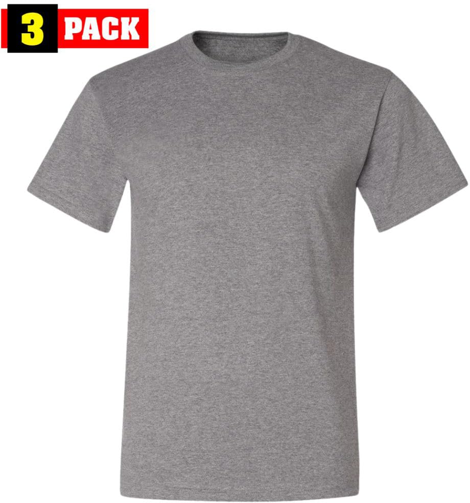 Solid Color Military Style T-Shirts | Poly/Cotton Army Short Sleeve Crewneck Tee Shirts | 3 Pack