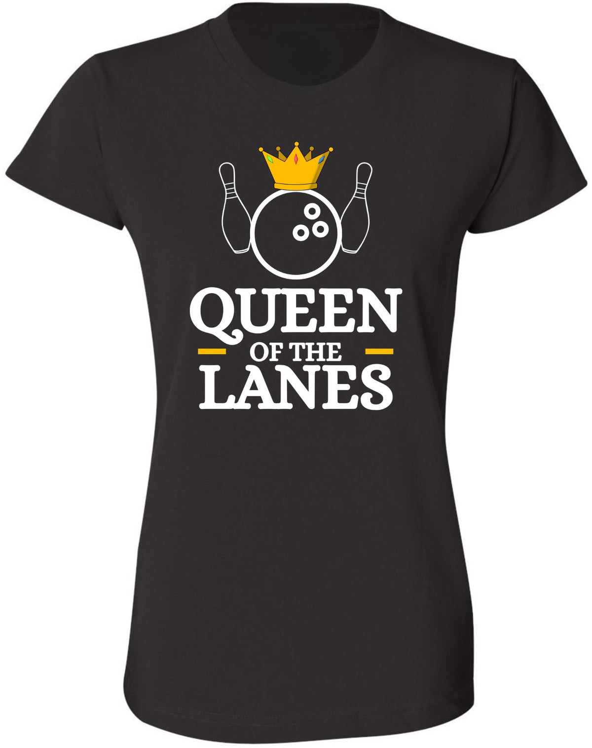 Queen of The Lanes Women Printed T-Shirt | 100% Cotton Crewneck Bowling Tee Shirt For Girls