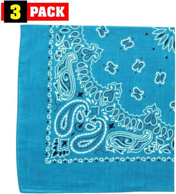 Trainmen Paisley Bandanas Head Scarf Do-rag 100% Cotton Bandanna Head Cover 22" x 22", 3 Pack
