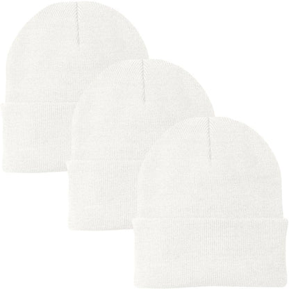3 Pack Acrylic Beanie Watch Caps, Warm Knit Skull Cap for Men & Women, Blanks Soft Winter Hats