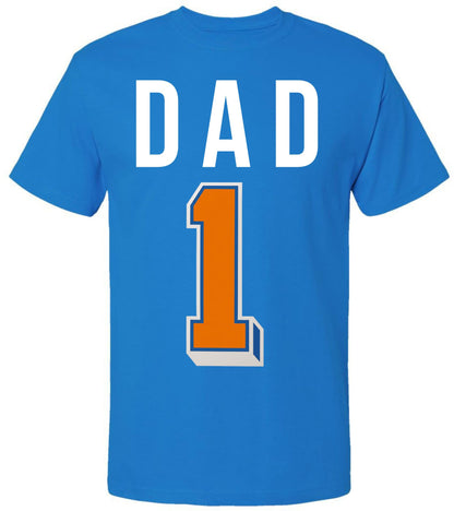 Dad # 1 Fan T-Shirt | Number 1 NY Basketball Fan Tee - Father’s Day, Birthday or Christmas Gift Idea for Dads, Ocean Blue
