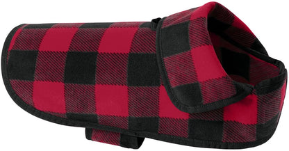 Warm Microfleece Pet Fleece Jacket Buffalo Plaid Flannel Dog Coat | Adjustable Soft Winter Puppy Sweater Vest