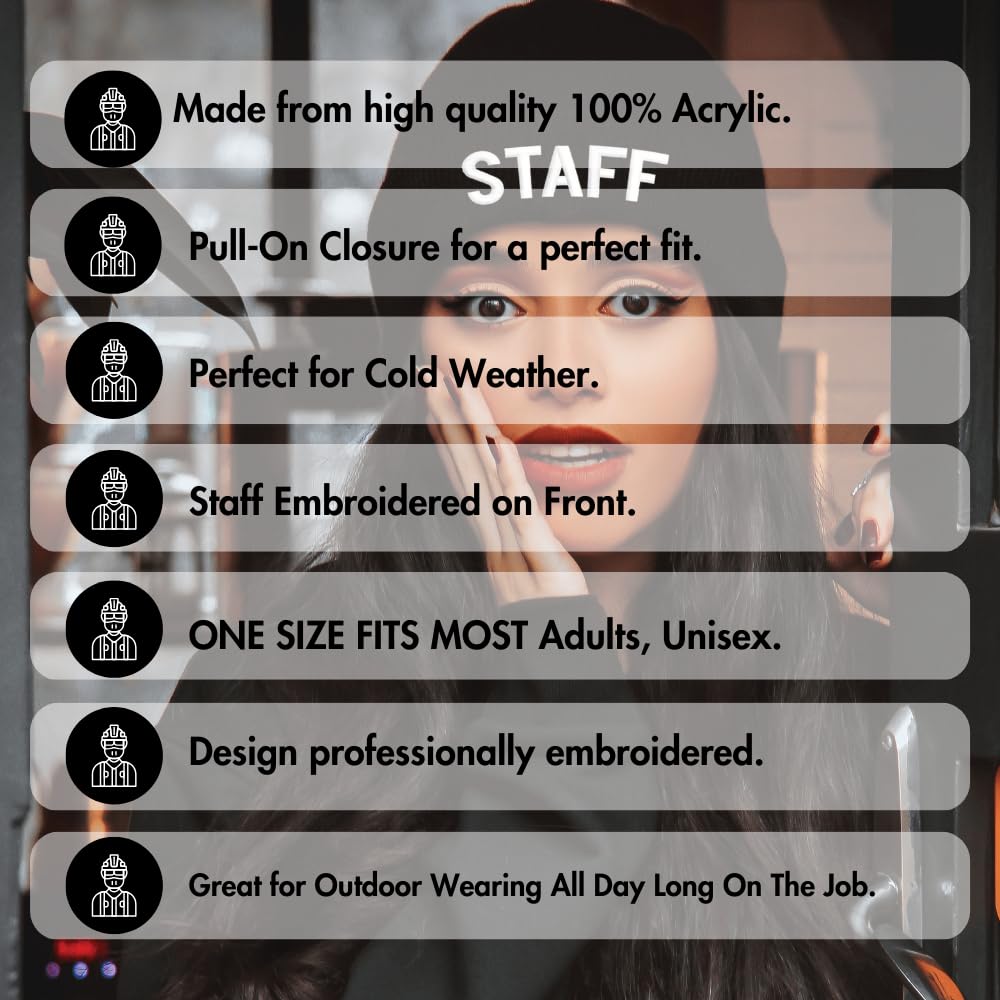 STAFF Beanie Warm Winter Watch Cap Embroidered STAFF Uniform Work Winter Hat