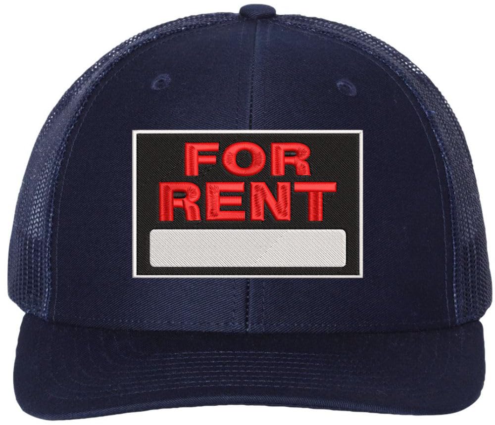 For Rent Sign Embroidered Trucker Hat | Adjustable Structured Mesh Back Baseball Cap