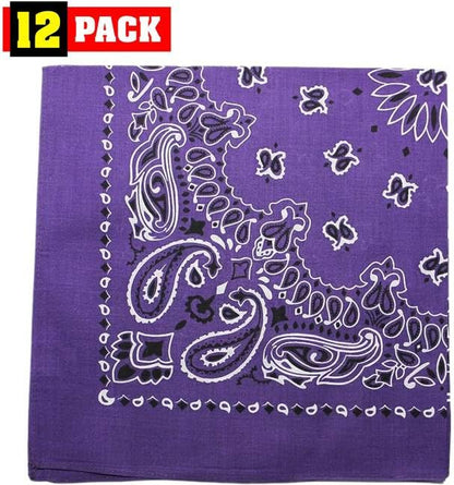 Trainmen Paisley Bandanas Scarf Do-rag Cotton Biker Head Rags Classic Bandanna 22" x 22" (12 Pack)
