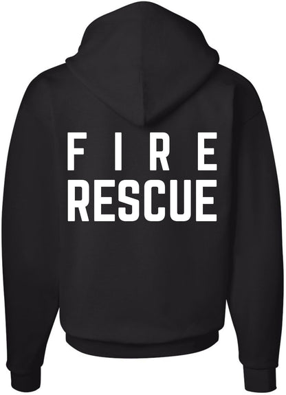 Fire Rescue Team Double Sided Hoodie Sweatshirt Printed Firefighter Dept. First Responder Warm Hooded Pullover