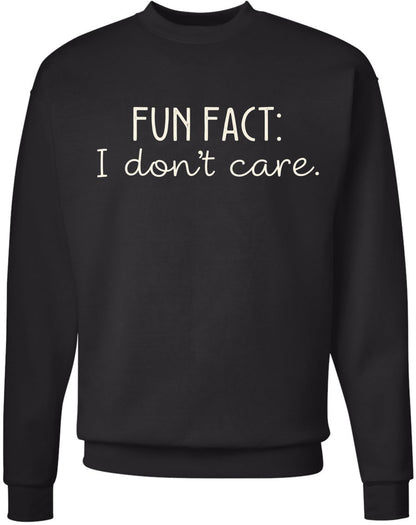 Fun Fact I Don’t Care Printed Hoodie Sarcastic Humor Quote Polycotton Pullover Hooded Sweatshirt