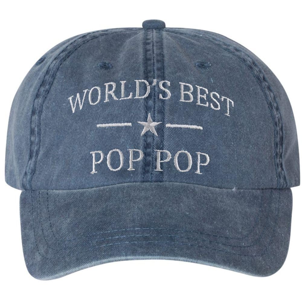 World's Best Pop Pop Embroidered Dad Hat | Funny Grandpa Birthday Father's Day Gift Vintage Style Cap