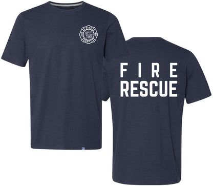 Fire Dept. Fire Rescue Performance T-Shirt | 100% Polyester Firefighter Athletic Double Side Print Tee
