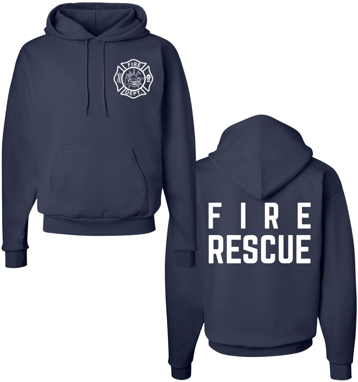 Fire Rescue Team Double Sided Hoodie Sweatshirt Printed Firefighter Dept. First Responder Warm Hooded Pullover