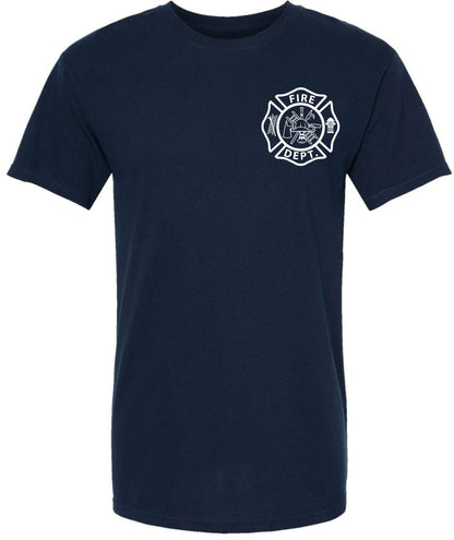 Fire Dept. Fire Rescue T-Shirt | Firefighter First Responder Crewneck Double Side Tee Shirt