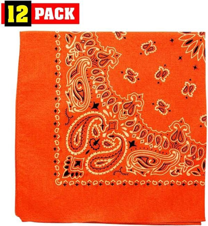 Trainmen Paisley Bandanas Scarf Do-rag Cotton Biker Head Rags Classic Bandanna 22" x 22" (12 Pack)