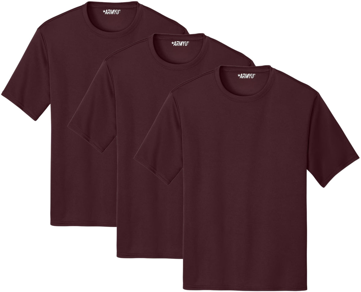 Solid Performance Military Tactical T-Shirts | 100% Polyester Moisture Wicking Tee Shirts, 3-Pack