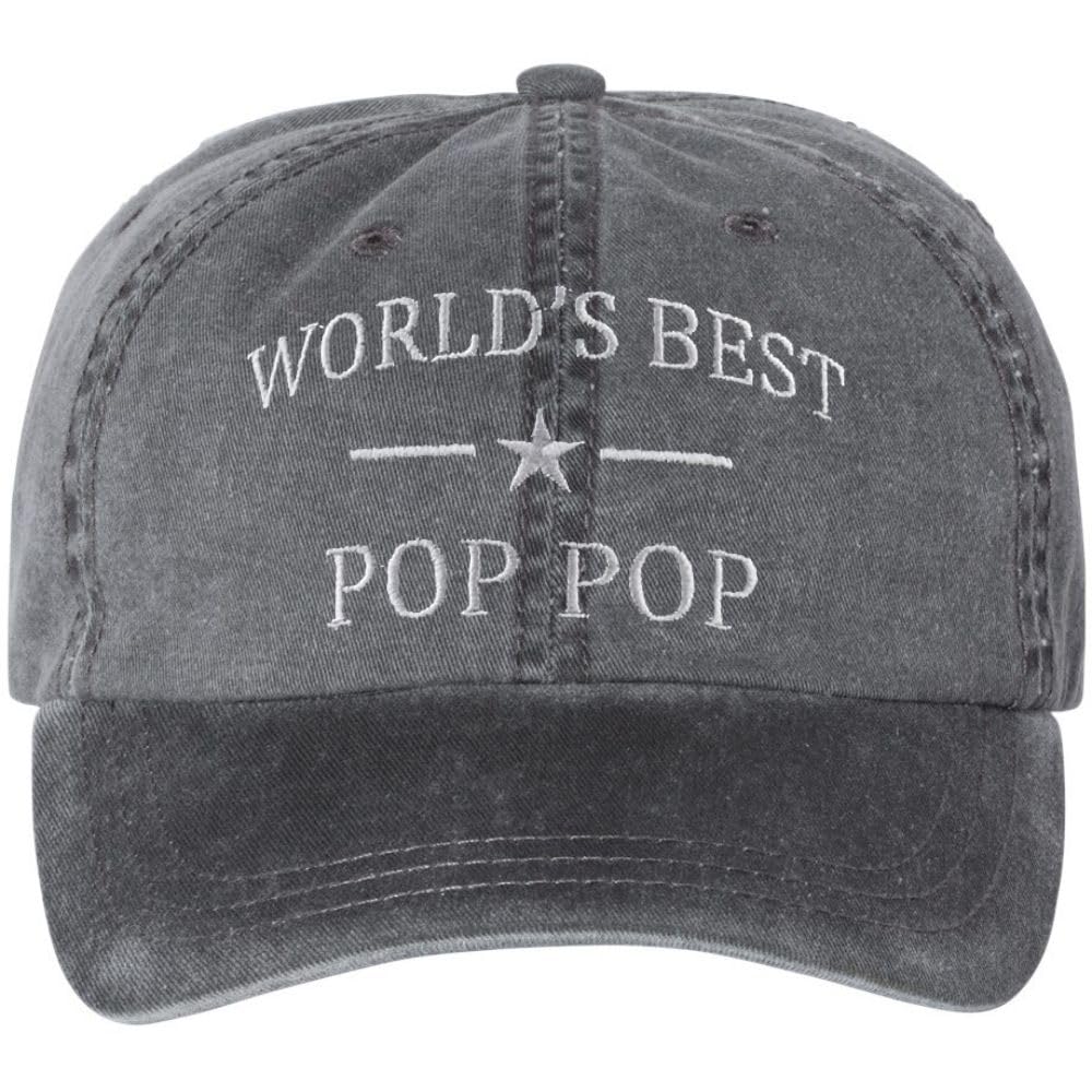 World's Best Pop Pop Embroidered Dad Hat | Funny Grandpa Birthday Father's Day Gift Vintage Style Cap