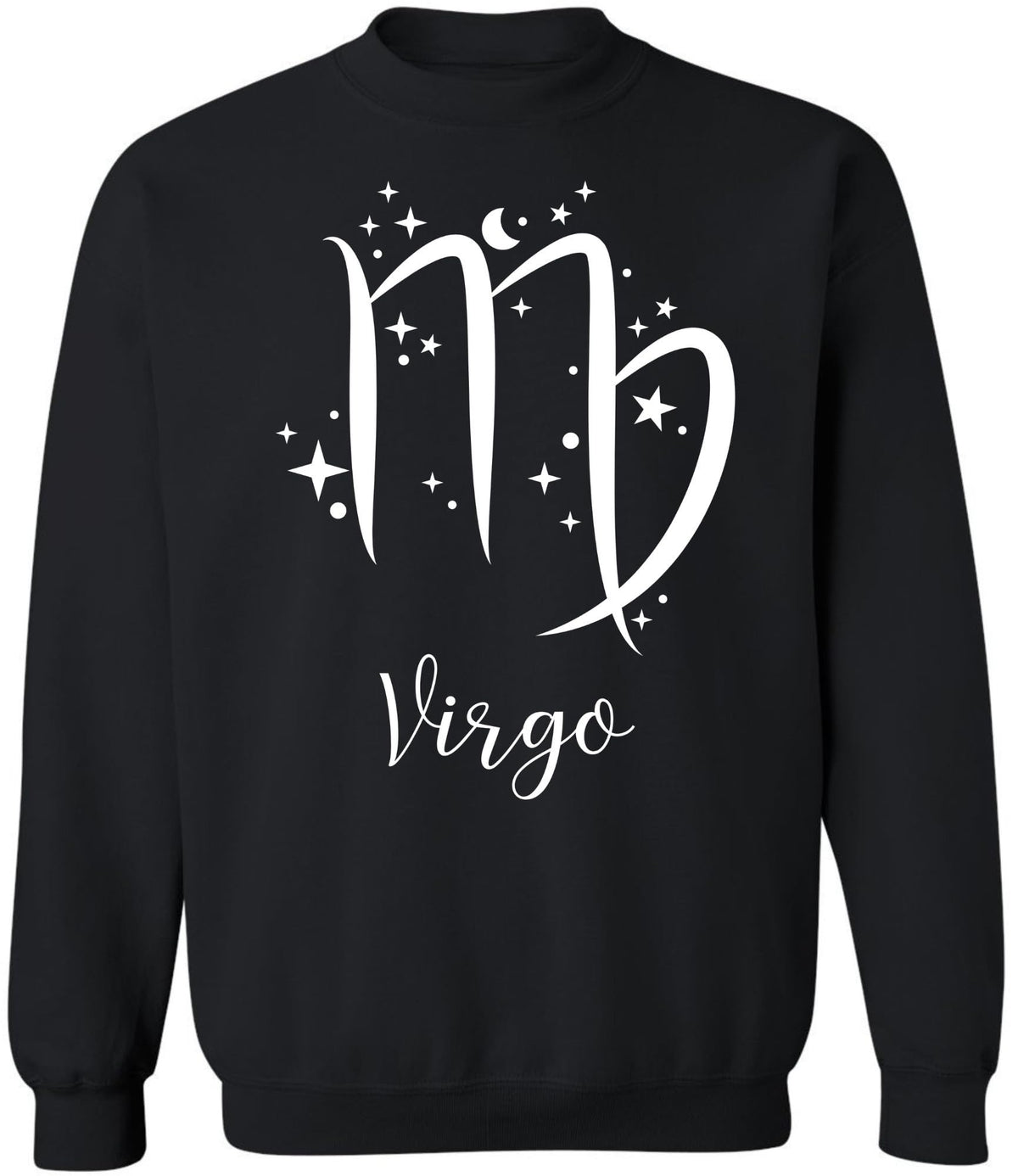 Zodiac Signs Crewneck Sweatshirt | Large Print Astrology Design Horoscope Symbols Sweat Shirt Top, Black