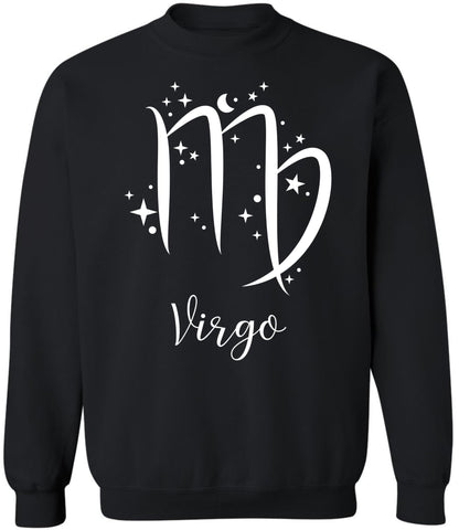 Zodiac Signs Crewneck Sweatshirt | Large Print Astrology Design Horoscope Symbols Sweat Shirt Top, Black