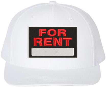 For Rent Sign Embroidered Trucker Hat | Adjustable Structured Mesh Back Baseball Cap
