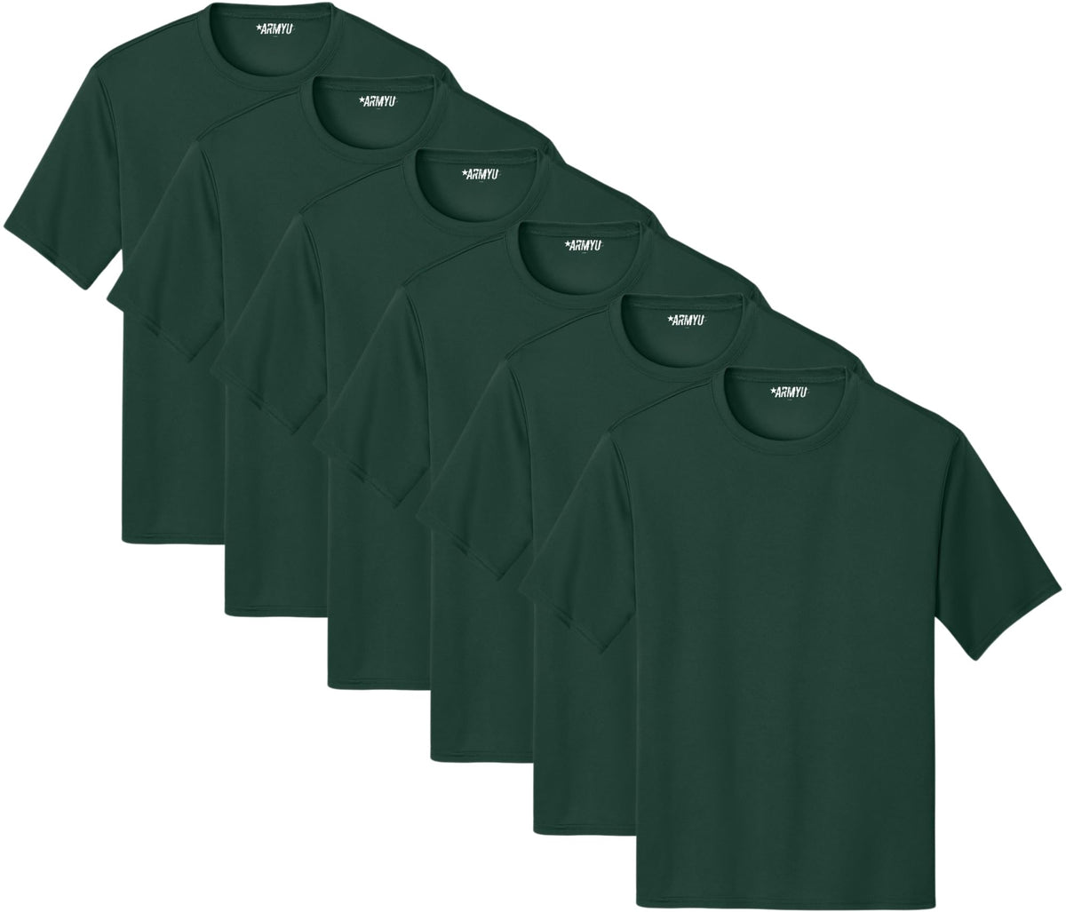 Solid Performance Military Tactical T-Shirts | 100% Polyester Moisture Wicking Crewneck Tee Shirts, 6-Pack