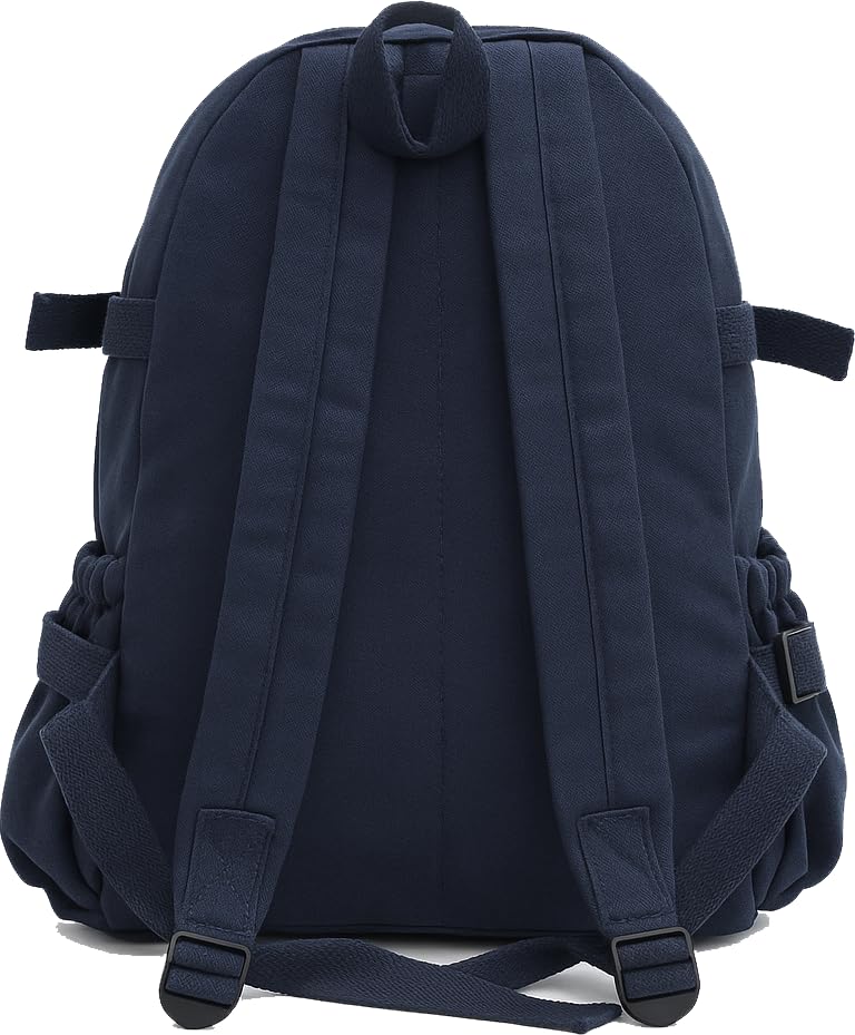 Mini Everyday Solid Canvas Backpack, Compact Book Bag Rugged Washed Cotton & Streamer
