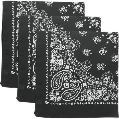 Trainmen Paisley Bandanas Head Scarf Do-rag 100% Cotton Bandanna Head Cover 22" x 22", 3 Pack