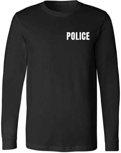 Police Long Sleeve T-Shirt - Law Enforcement & Security Agent Uniform - Cotton Blend Crewneck Tee