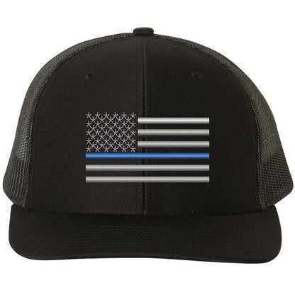 Army Universe Thin Blue Line USA Flag Snapback Trucker Hat Adjustable Mesh Back Baseball Cap