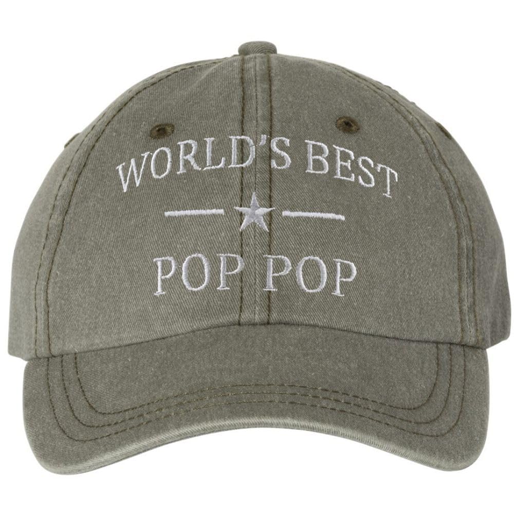 World's Best Pop Pop Embroidered Dad Hat | Funny Grandpa Birthday Father's Day Gift Vintage Style Cap