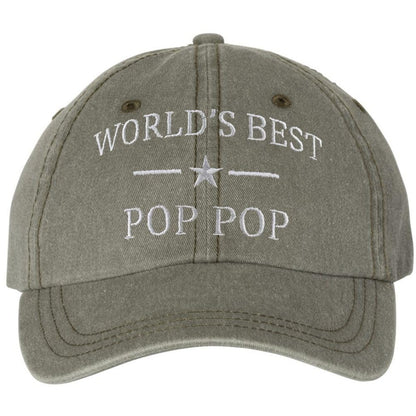 World's Best Pop Pop Embroidered Dad Hat | Funny Grandpa Birthday Father's Day Gift Vintage Style Cap