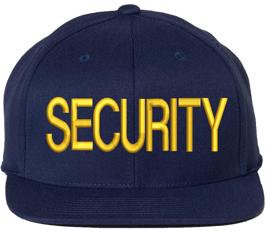 Premium SECURITY Snapback Hat | Large Embroidery Adjustable Flat Bill Cap for Security Officers & Guards