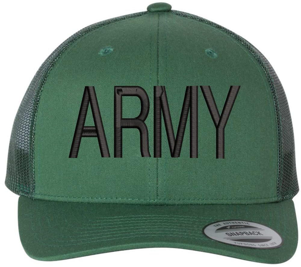 ARMY Embroidered Trucker Hat | US Army Military Text Structured Mesh Back Baseball Cap