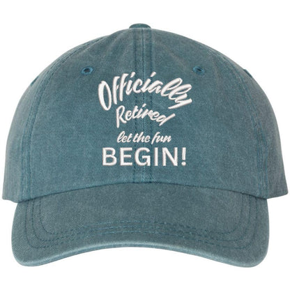 Officially Retired Let The Fun Begin Embroidered Vintage Dad Hat Unstructured Retirement Baseball Cap