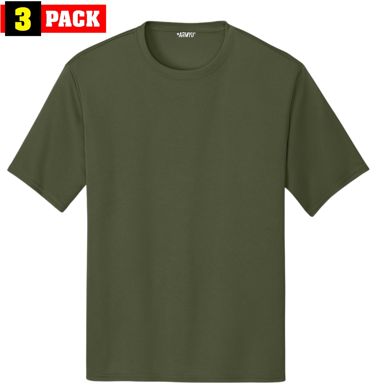 Solid Performance Military Tactical T-Shirts | 100% Polyester Moisture Wicking Tee Shirts, 3-Pack