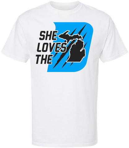 She Loves The D Printed T-Shirt | Detroit Lion Football City Fan Short Sleeve Game Day Tee Shirt