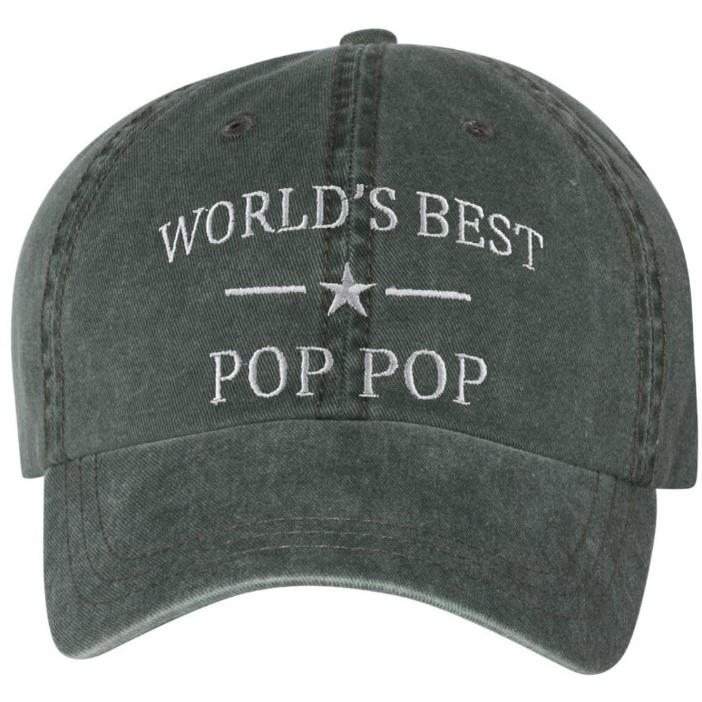 World's Best Pop Pop Embroidered Dad Hat | Funny Grandpa Birthday Father's Day Gift Vintage Style Cap