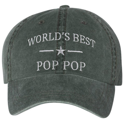 World's Best Pop Pop Embroidered Dad Hat | Funny Grandpa Birthday Father's Day Gift Vintage Style Cap