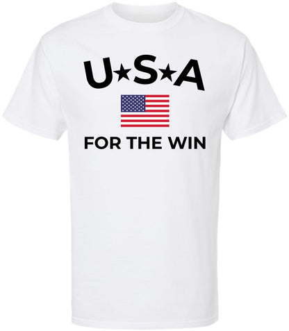 USA for the Win Printed T-Shirt | American Flag Graphic Tee Patriotic 4th of July USA Unisex 100% Cotton Shirt