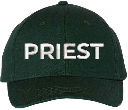 Priest Embroidered Baseball Cap | Text Father Pastor Leader Group Church Trip Structured Cap