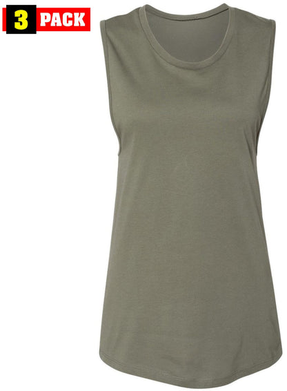 Women's Jersey Muscle Tank Top Shirts | Soft Cotton Relaxed Fit Workout Cami Shirts | Sleeveless Athletic Tanks (3-Pack)