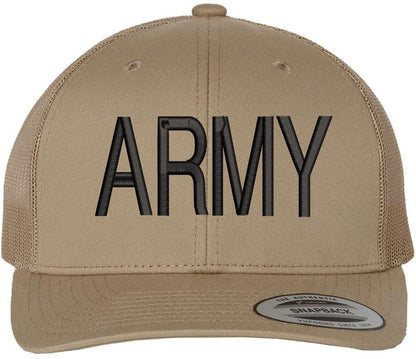 ARMY Embroidered Trucker Hat | US Army Military Text Structured Mesh Back Baseball Cap