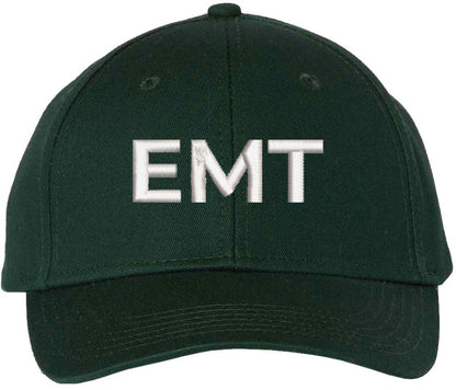 EMT Embroidered Text Baseball Cap | Emergency Medical Technician Paramedics Professional Hat | Structured