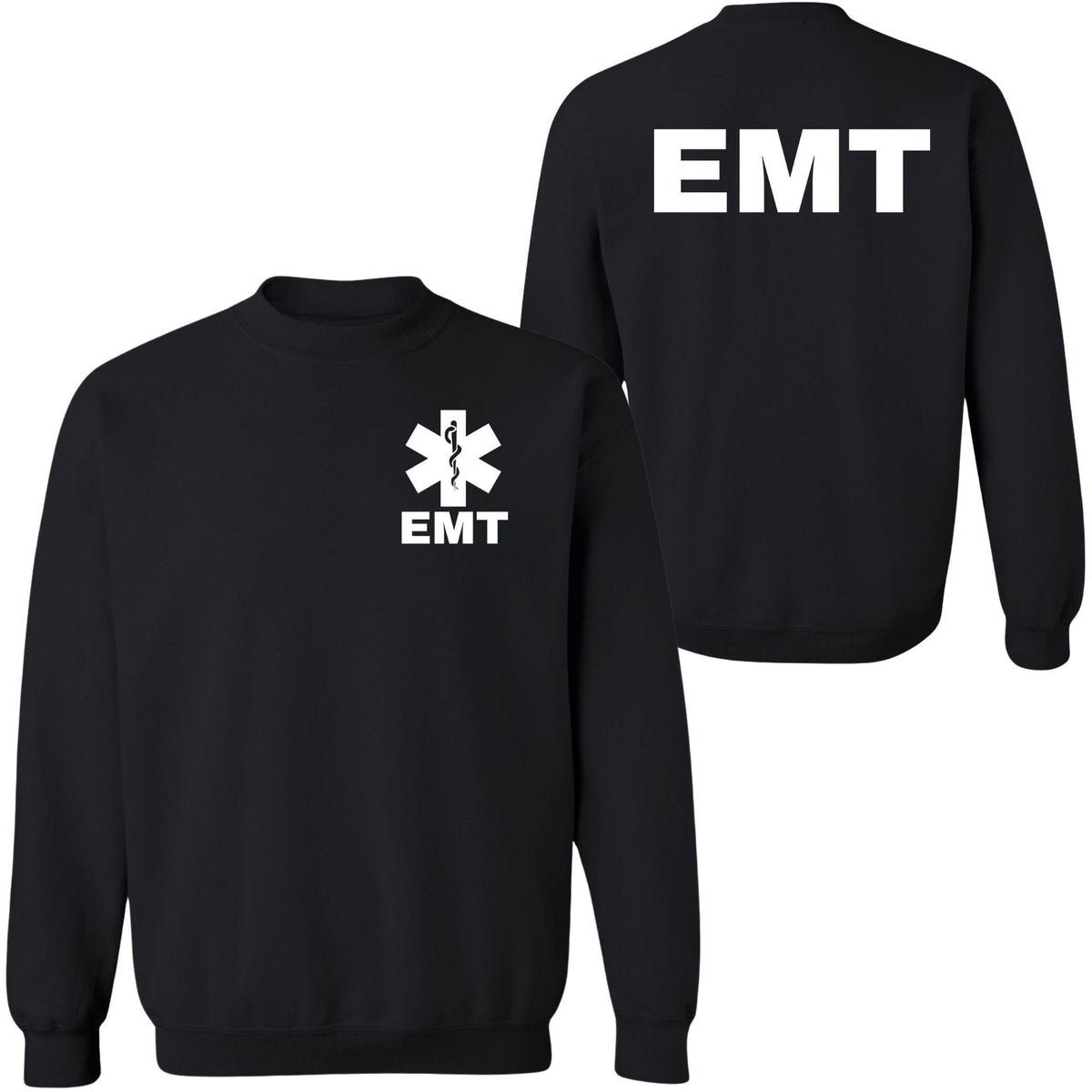 EMT Sweatshirt | Double-Sided Printed Emergency Medical Technician First Responder Crewneck Top