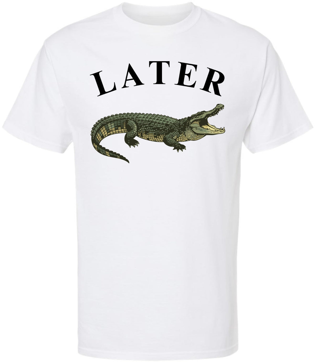Later Alligator Printed T-Shirt Funny Animal Retro Graphic 100% Cotton Crewneck Tee