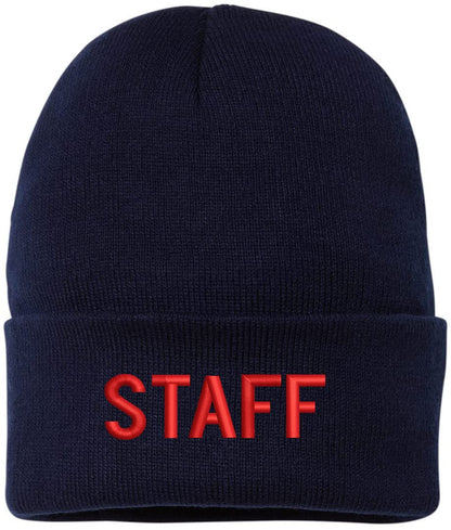 STAFF Beanie Warm Winter Watch Cap Embroidered STAFF Uniform Work Winter Hat