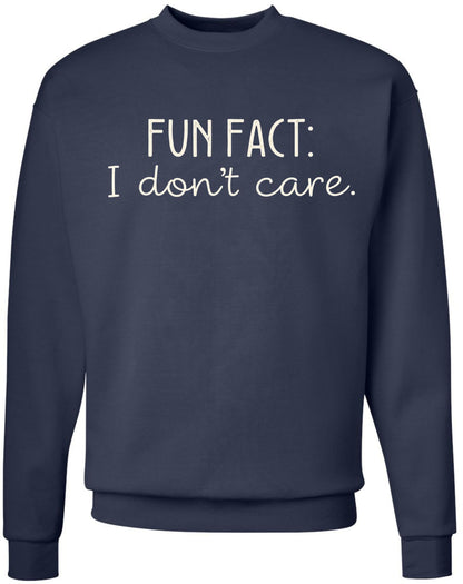 Fun Fact I Don’t Care Printed Hoodie Sarcastic Humor Quote Polycotton Pullover Hooded Sweatshirt