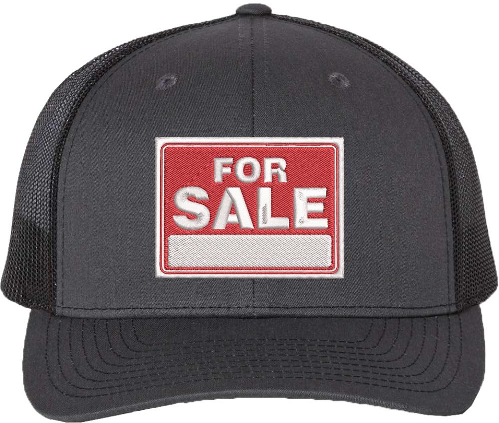FOR SALE Sign Embroidered Trucker Hat | Adjustable Structured Mesh Back Baseball Cap